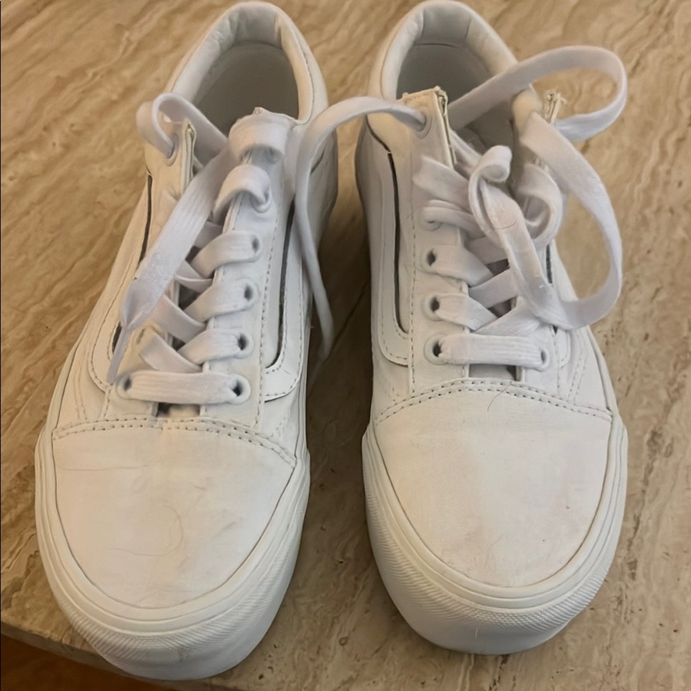 Vans Women's White Platform Sneakers - Picture 4 of 4